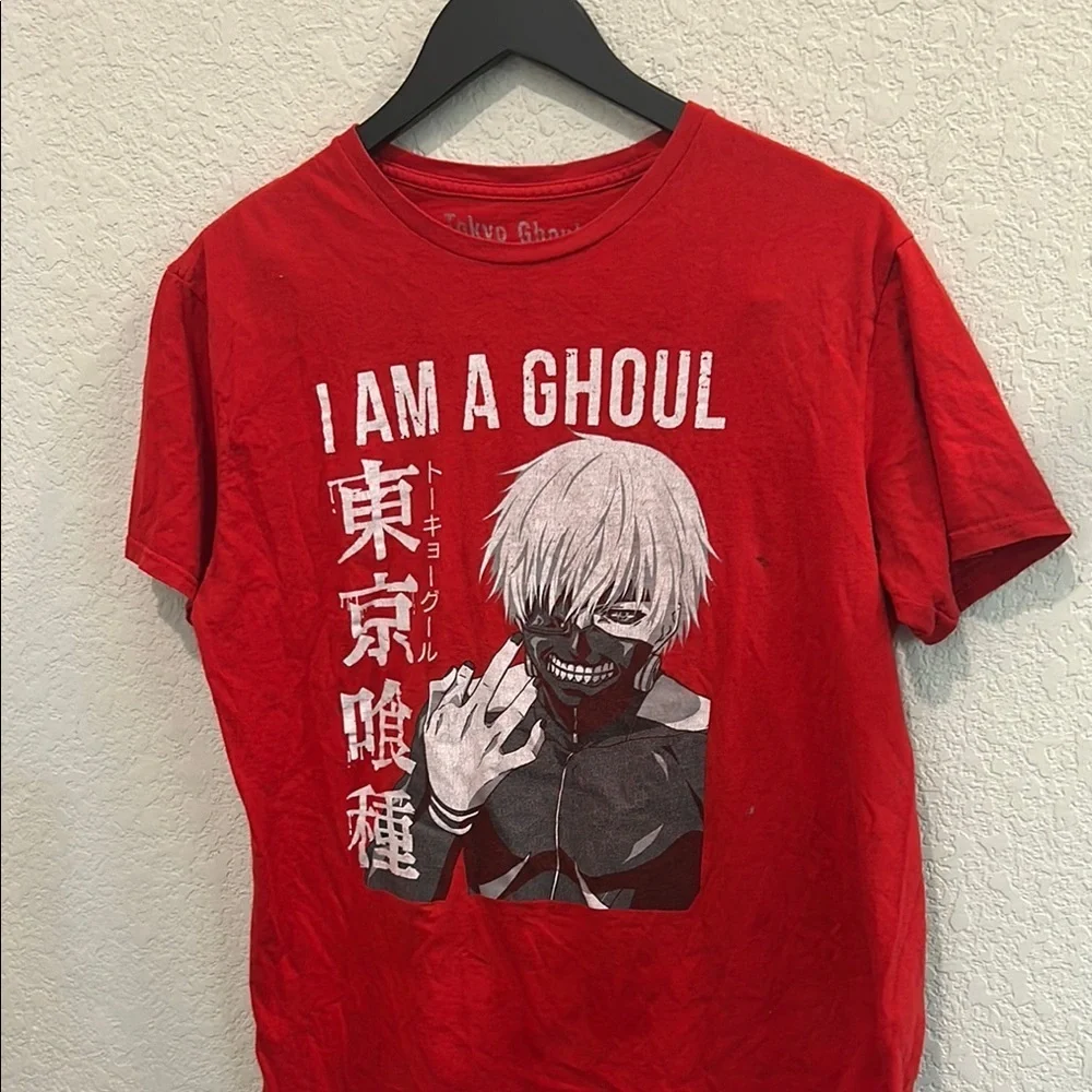 Red Graphic T-Shirt with Ghoul Design size L